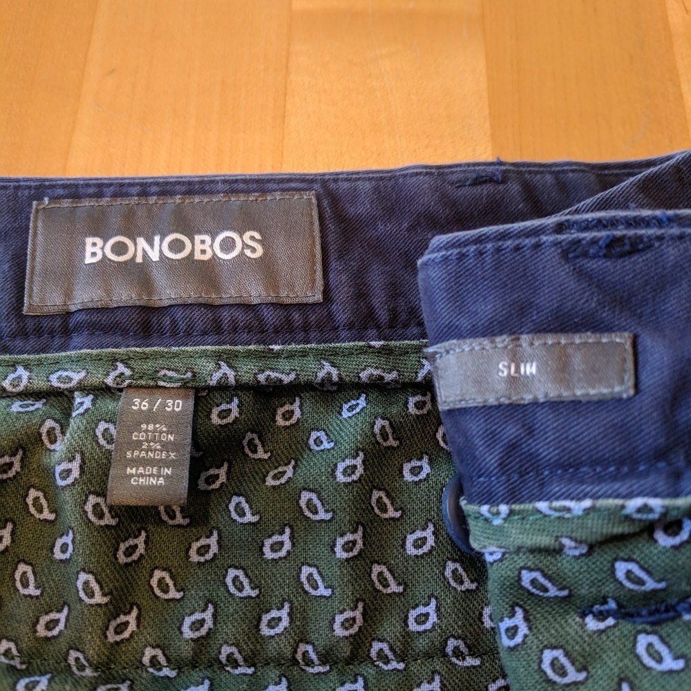 Bonobos Blue Slim Fit Chinos W36/L30